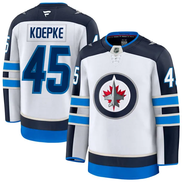 Men's Winnipeg Jets #45 Cole Koepke Fanatics White Away Jersey